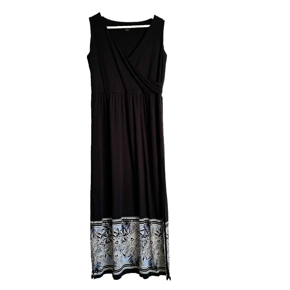 J.Jill Wearever Havana Black Hyacinth Sleeveless Maxi Dress Women XS Boho Summer